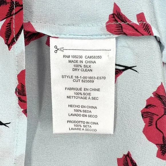 EQUIPMENT Layla Floral Print Silk Cami Tank Womens XS Blue Red Spaghetti Strap - Picture 15 of 16